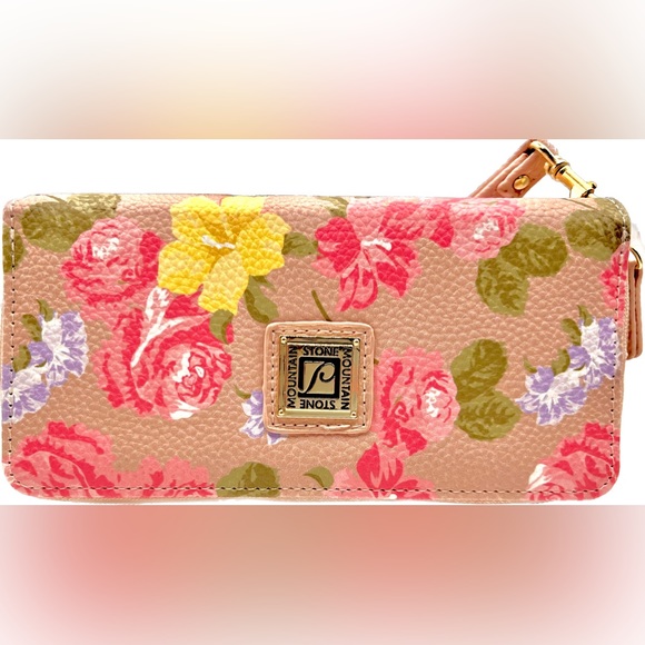 Stone Mountain Accessories Handbags - Cute Stone Mountain Leather Wallet, Beige w/Multicolored Flowers, NWT